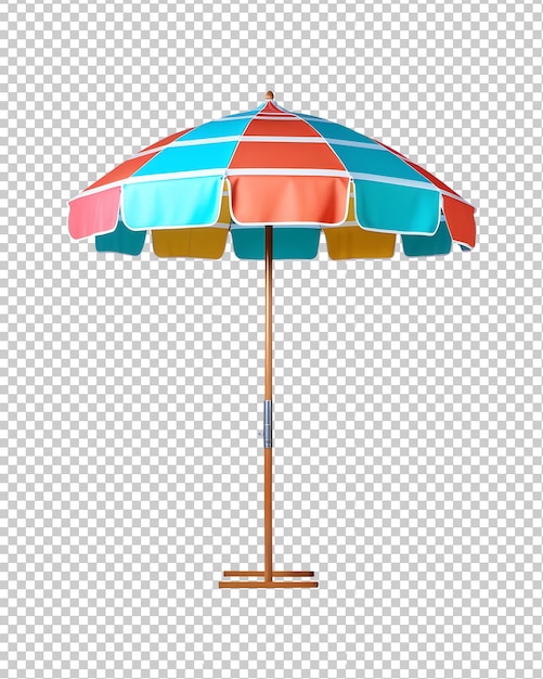 PSD open colorful beach umbrella cutout png isolated on transparent background