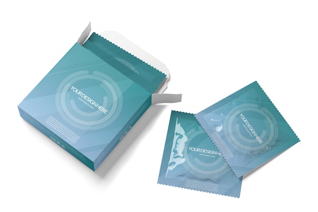 PSD aprire il confezionamento di confezioni condom mockup