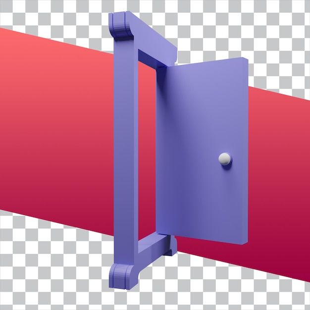 Open Door Cartoon 3D Render Isolated