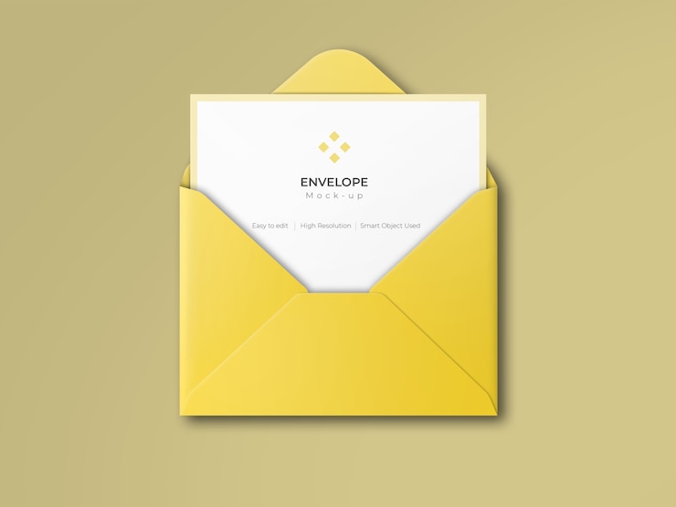 PSD open envelope mockup