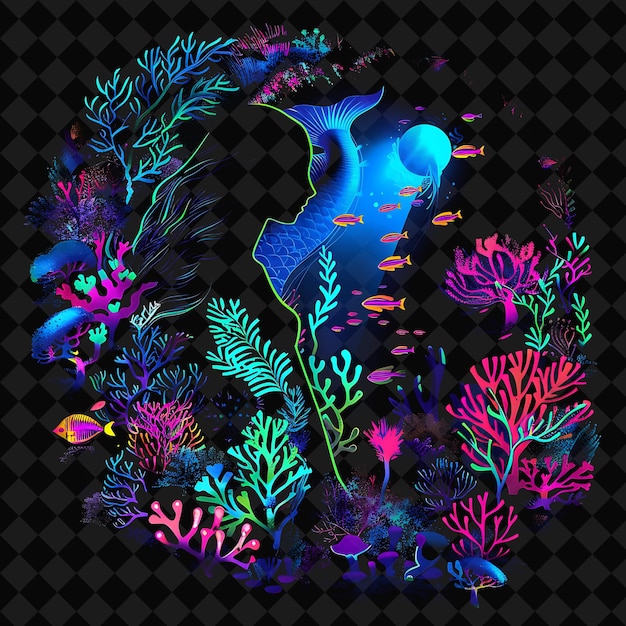 Open Fantasy Nights Enchanted Landscapes met Neon Forest Y2K Kunst en Illustratie Dierenontwerpen
