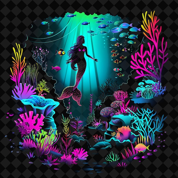 Open Fantasy Nights Enchanted Landscapes met Neon Forest Y2K Kunst en Illustratie Dierenontwerpen