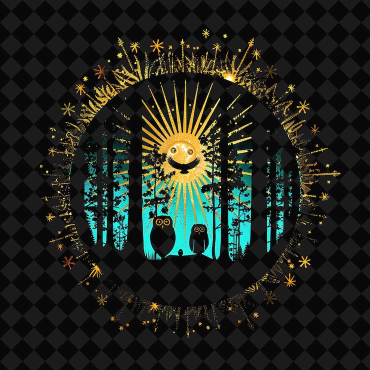 PSD open fantasy nights enchanted landscapes with neon forest y2k art and illustration animal designs