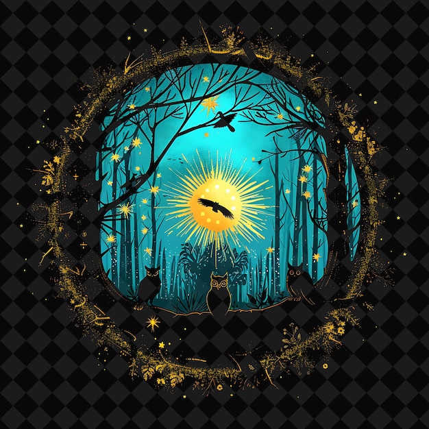 open fantasy nights enchanted landscapes with neon forest y2k art and illustration animal designs