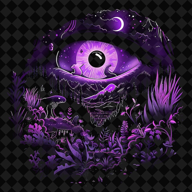 Open Fantasy Nights Enchanted Landscapes with Neon Forest Y2K Art and Illustration Animal Designs