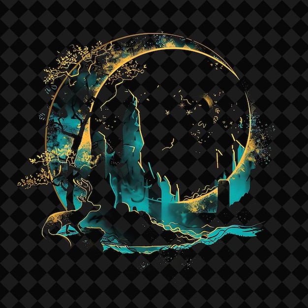 open fantasy nights enchanted landscapes with neon forest y2k art and illustration animal designs