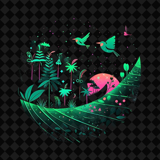open fantasy nights enchanted landscapes with neon forest y2k art and illustration animal designs