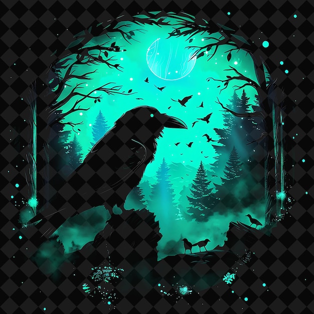 open fantasy nights enchanted landscapes with neon forest y2k art and illustration animal designs