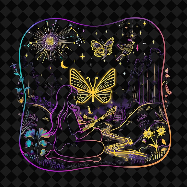 open fantasy nights enchanted landscapes with neon forest y2k art and illustration animal designs