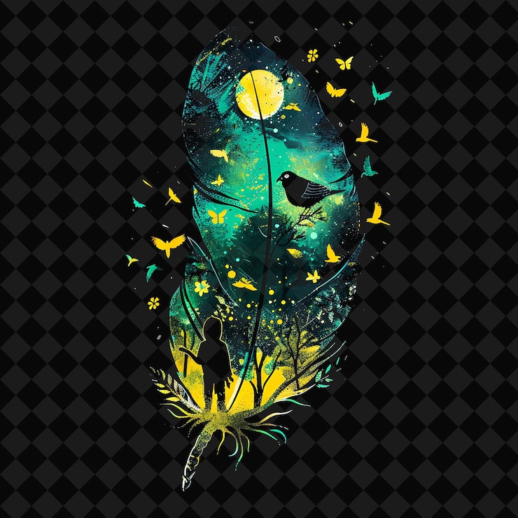 PSD open fantasy nights enchanted landscapes with neon forest y2k art and illustration animal designs