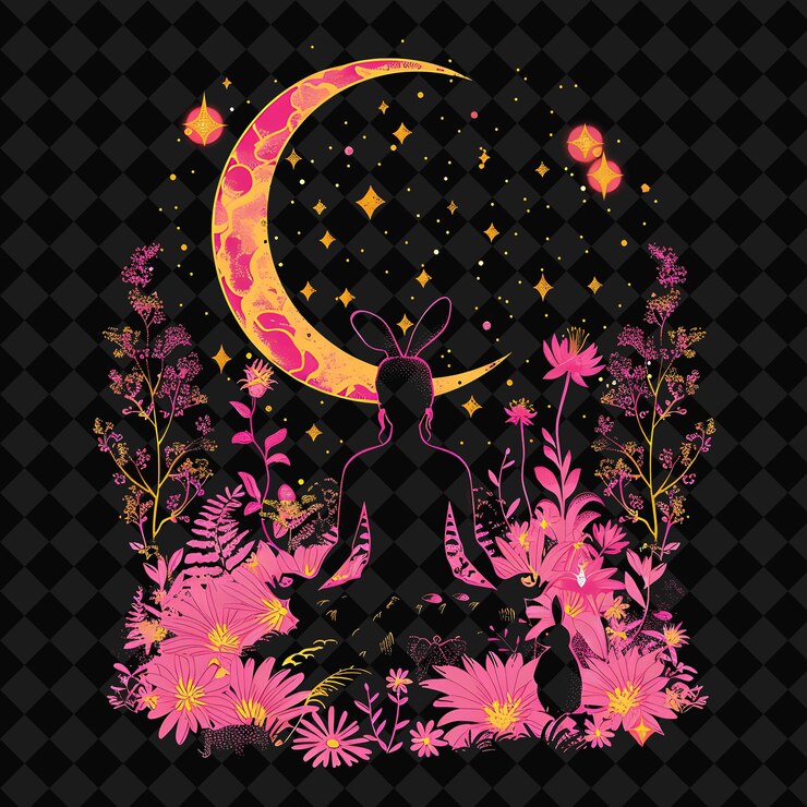 PSD 開放幻想夜晚 魔幻風景與霓虹森林 y2k 藝術和插圖 動物設計