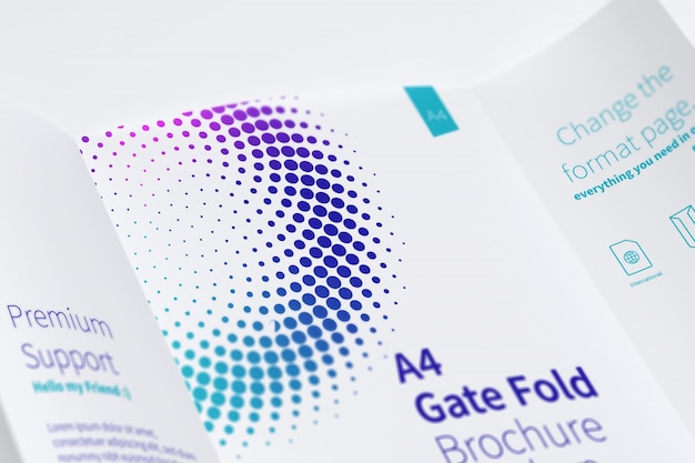 PSD open gate fold brochure mockup