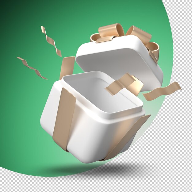 PSD aperto regalo come sorpresa 3d rendering illustrazione