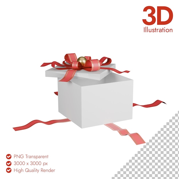 open gift box with red ribbon