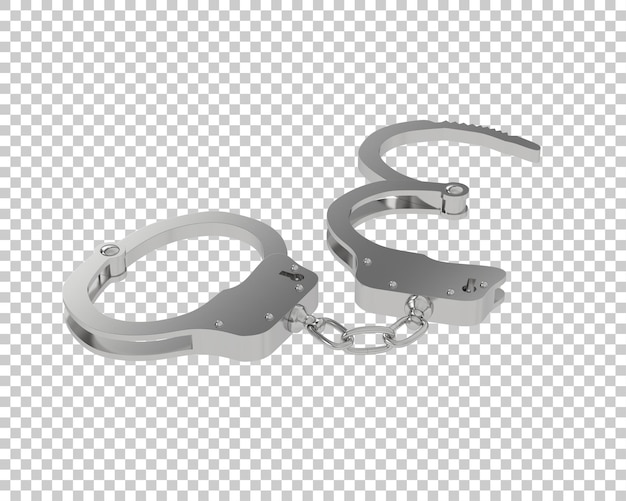 Open handcuffs on transparent background 3d rendering illustration