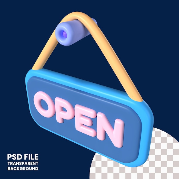 PSD open het icoon van de 3d-illustratie van het teken