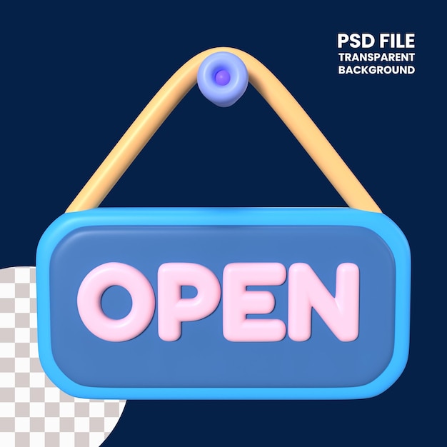 PSD open het icoon van de 3d-illustratie van het teken