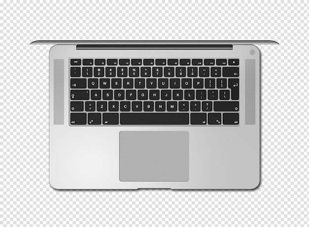 Open laptop top view isolated on transparent background 3D render