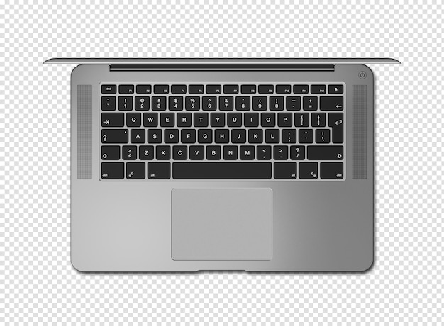 Open laptop top view isolated on transparent background Dark silver 3D render