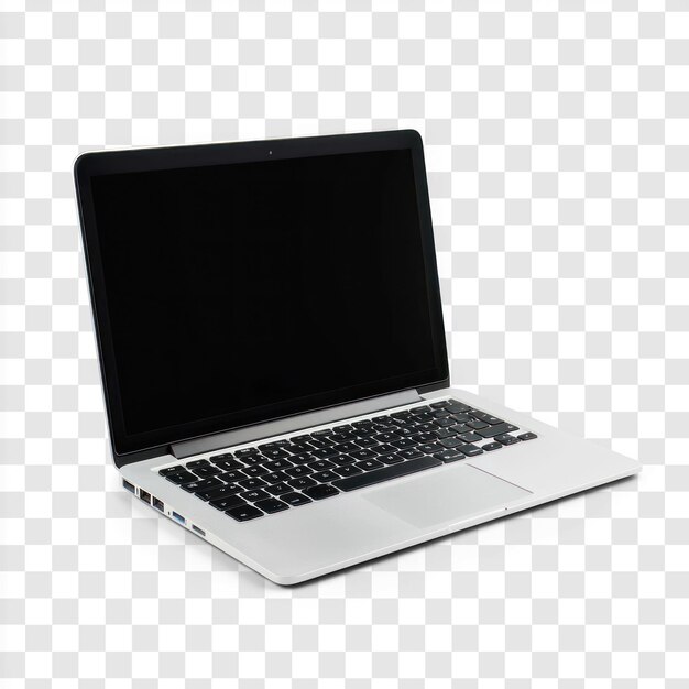 open laptop with a visible screen and keyboard isolated on transparent background