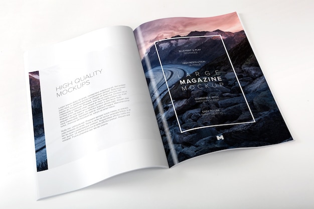 PSD open large magazine mockup