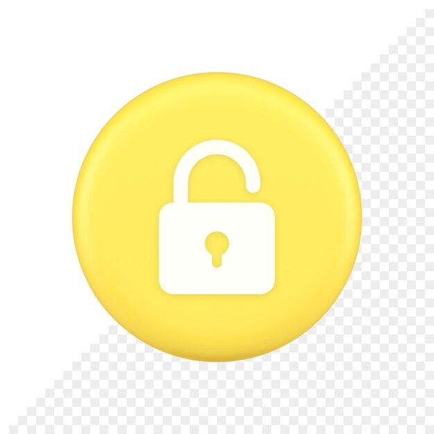 PSD open lock button cyberspace password security protection service 3d application icon