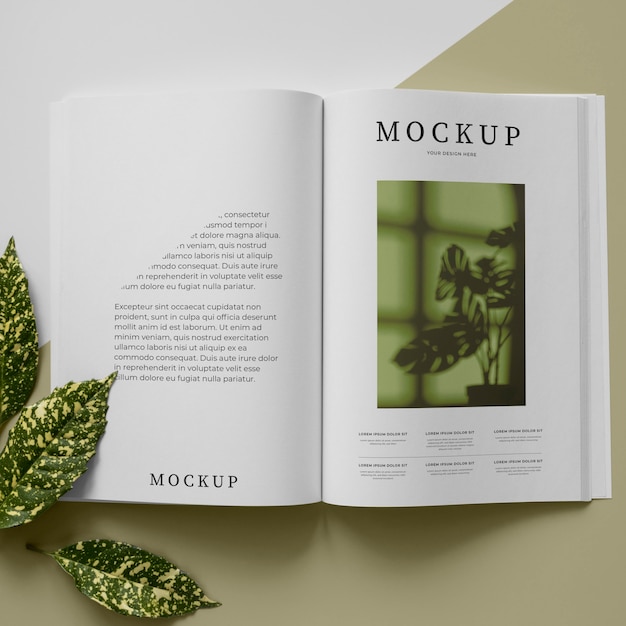 Open magazine and plant assortment