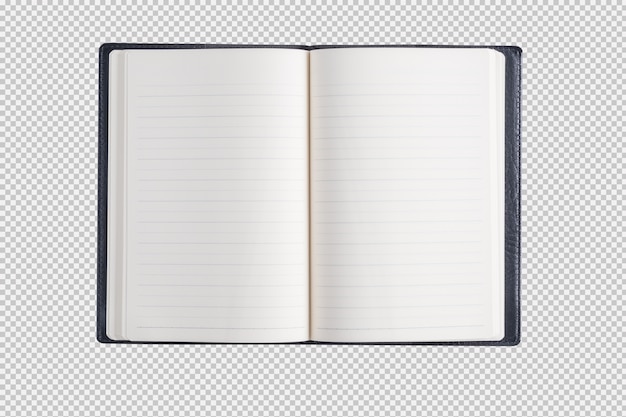 Open notebook isolated on white background