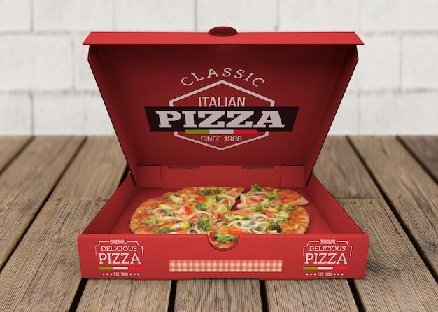 PSD open pizza box mockup