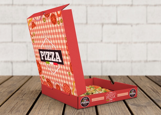 PSD open pizza box mockup