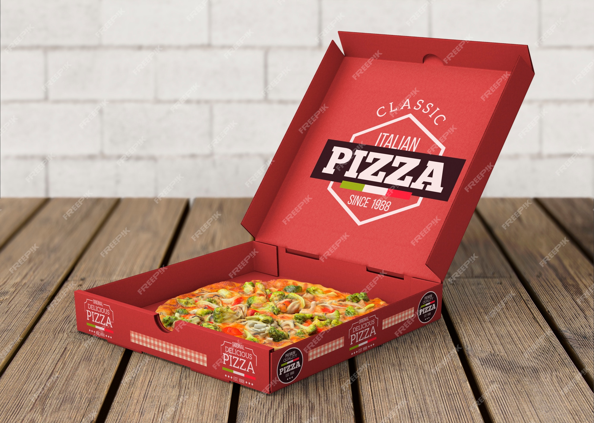 Delicious Pizza Box Mockup Free