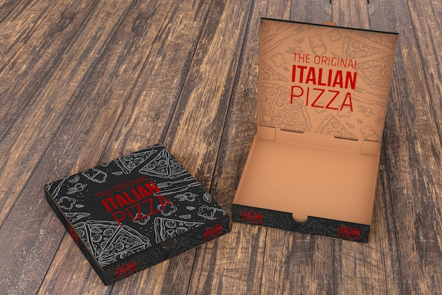 PSD open pizza box mockup