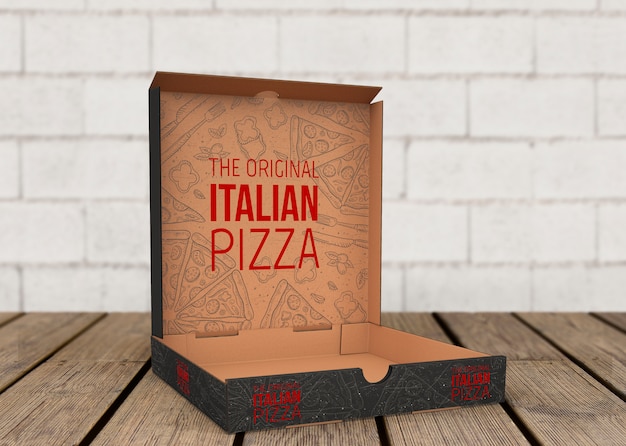 Open pizza box mockup