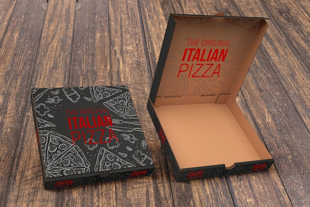 PSD open pizza box mockup