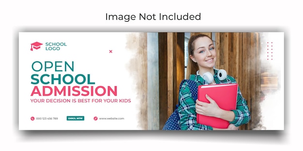 PSD open school admission cover online post template design