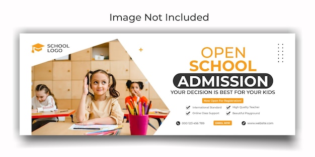 PSD open school admission cover online post template design