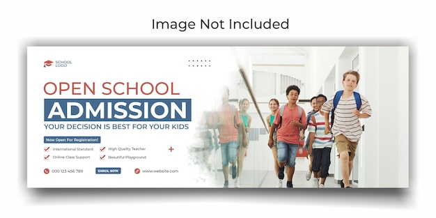 PSD open school admission cover online post template design