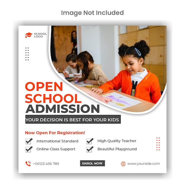 PSD progettazione di modelli di post online per l'ammissione all'istruzione scolastica aperta