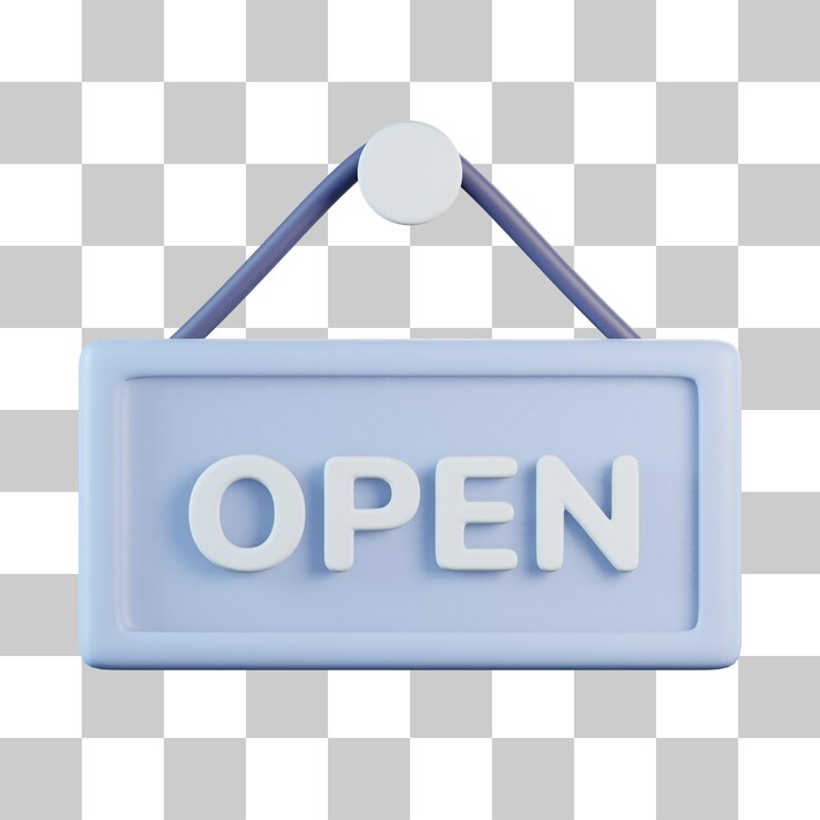 PSD open sign 3d icon