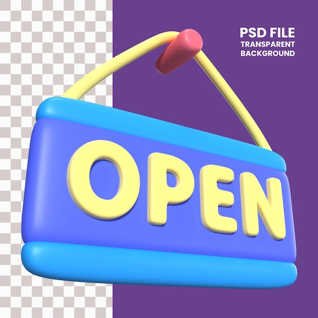 PSD open sign 3d illustration icon