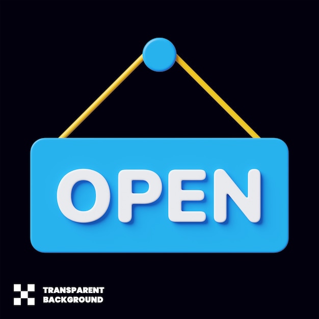 open sign 3d