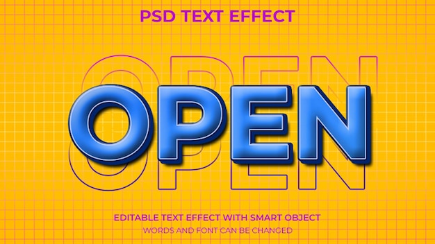 Open text effect editable psd file