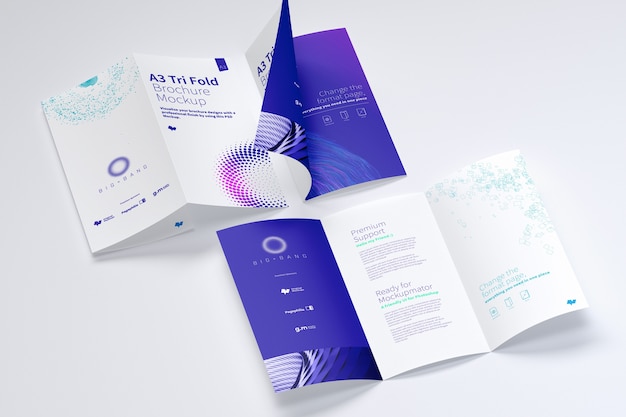 Open trifold brochure mockup