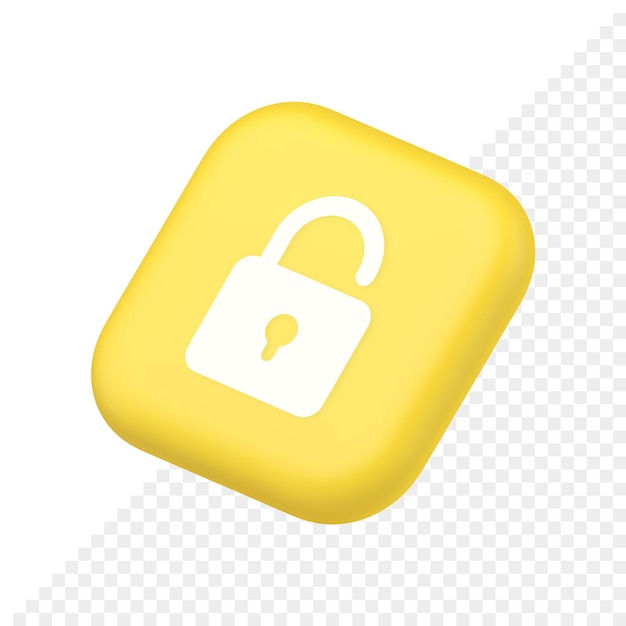 Open vergrendelknop cyberspace wachtwoordbeveiliging service symbool website pictogram 3d-rendering