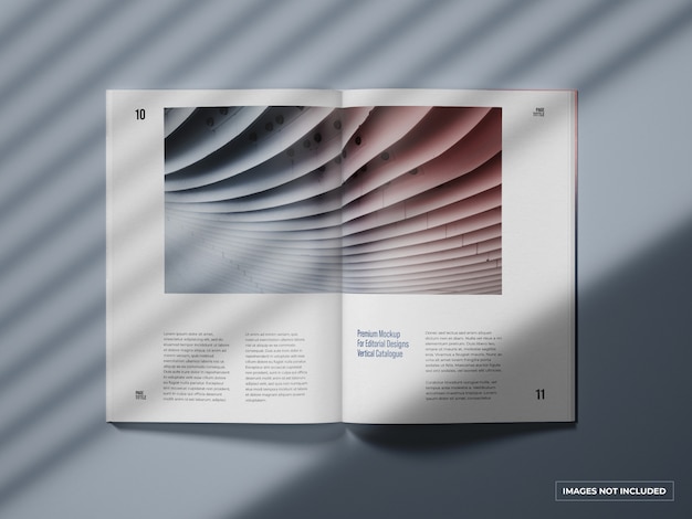 Open vertical catalogue and magazine mockup