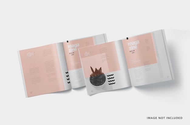 Open vierkant tijdschrift branding mockup