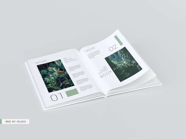 Open view book inside pages mockup