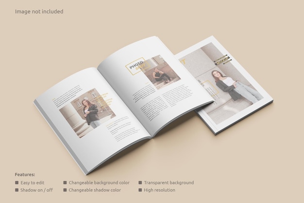 Open view and cover magazine mockup