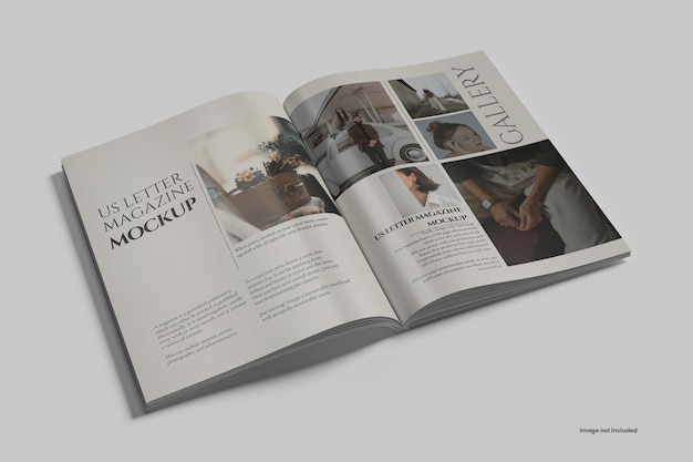 Open view us letter magazine mockup