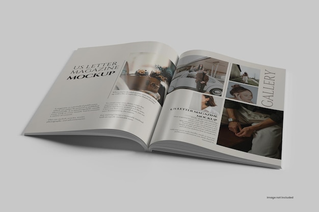 Открытый вид us letter magazine mockup